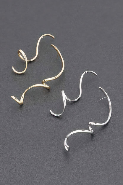 Gold Plated Metal Twist Dangle Earrings - Tigbul's Variety Fashion Shop