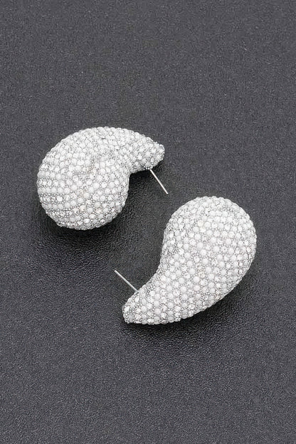 Rhinestone Faux Pearl Metal Earring - Tigbul's Variety Fashion Shop