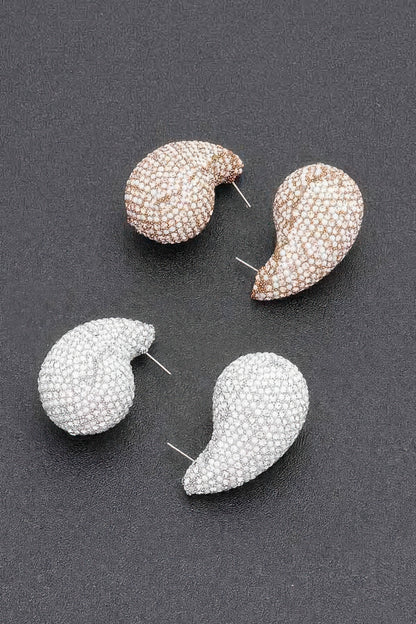 Rhinestone Faux Pearl Metal Earring - Tigbul's Variety Fashion Shop
