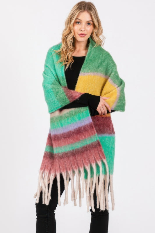 Brushed Multi Color Stripe Scarf - Tigbul's Variety Fashion Shop