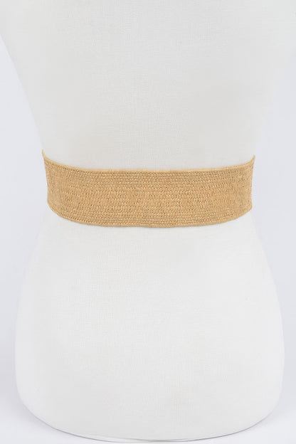 Leaf Metal Buckle Stretch Straw Belt - Tigbul's Variety Fashion Shop
