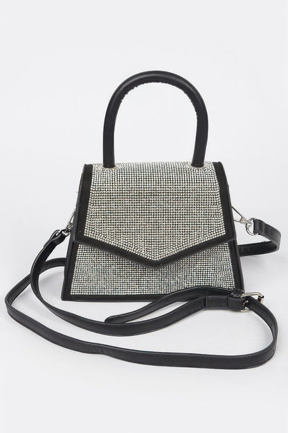 Rhinestone Top Handle Crossbody Bag - Tigbul's Variety Fashion Shop