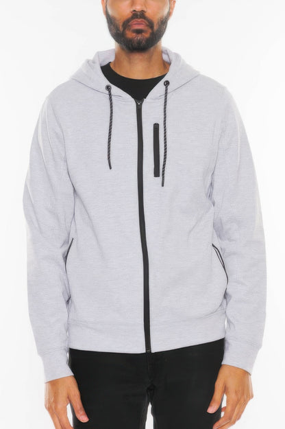 Solid Heathered Zip Up Jacket - Tigbul's Variety Fashion Shop