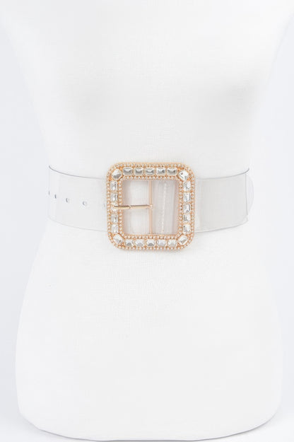 Stone Metal Buckle Clear Plus Size Belt - Tigbul's Variety Fashion Shop