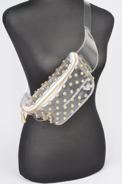 Transparent Rhinestone Studded Fanny Pack - Tigbul's Variety Fashion Shop