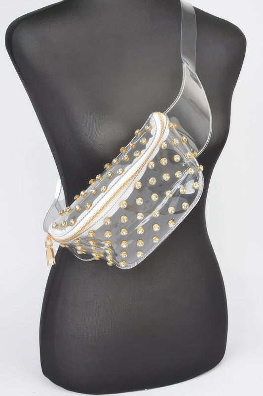 Transparent Rhinestone Studded Fanny Pack - Tigbul's Variety Fashion Shop