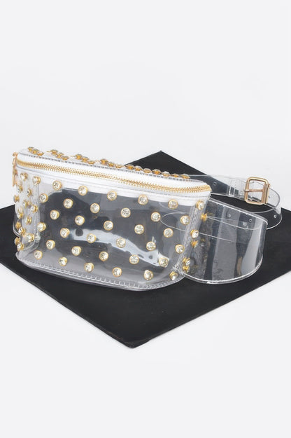 Transparent Rhinestone Studded Fanny Pack - Tigbul's Variety Fashion Shop