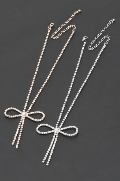 Rhinestone Ribbon Necklace - Tigbul's Variety Fashion Shop