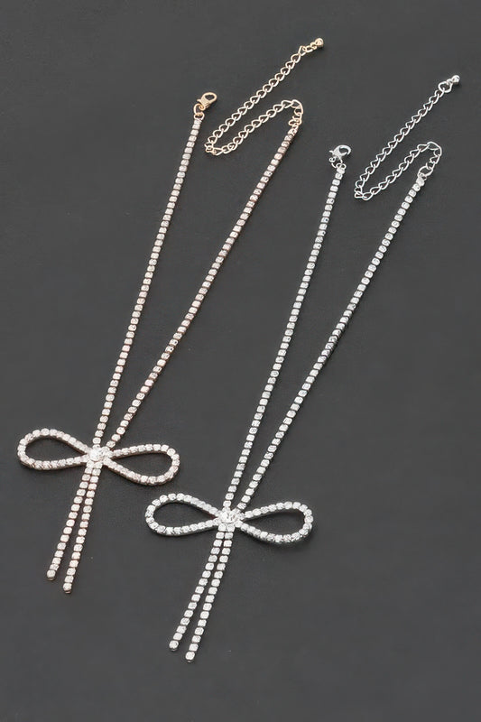 Rhinestone Ribbon Necklace - Tigbul's Variety Fashion Shop