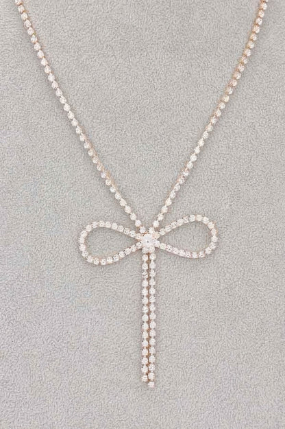 Rhinestone Ribbon Necklace - Tigbul's Variety Fashion Shop