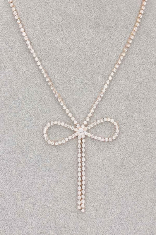 Rhinestone Ribbon Necklace - Tigbul's Variety Fashion Shop