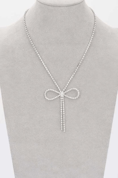 Rhinestone Ribbon Necklace - Tigbul's Variety Fashion Shop