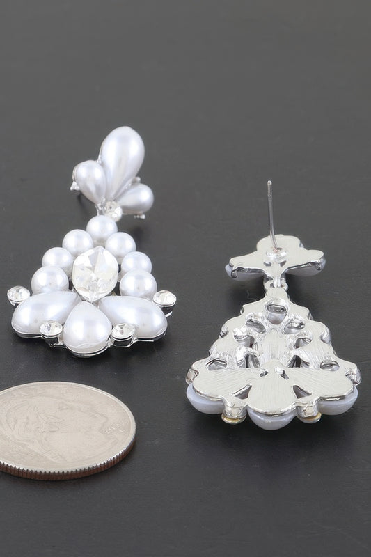 Jeweled Pearl Teardrop Earrings - Tigbul's Variety Fashion Shop