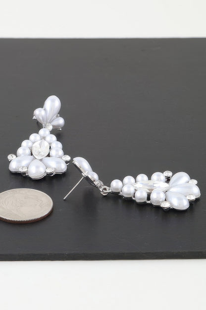 Jeweled Pearl Teardrop Earrings - Tigbul's Variety Fashion Shop