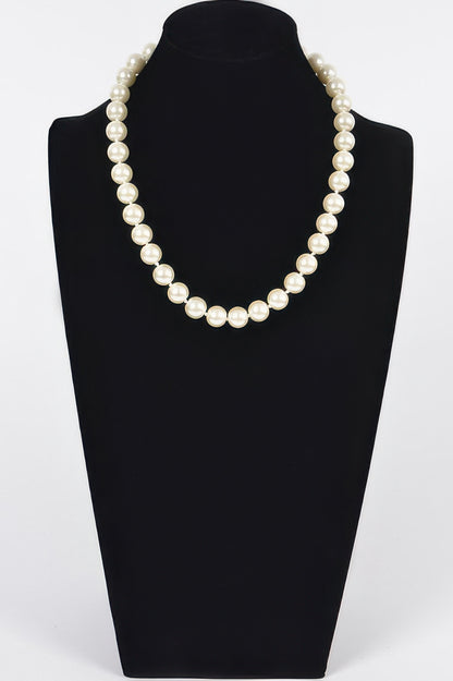 Simple Pearl Bead Lined Necklace - Tigbul's Variety Fashion Shop