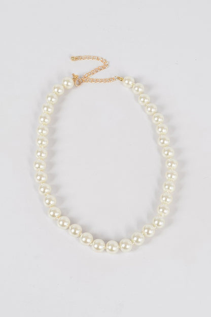 Simple Pearl Bead Lined Necklace - Tigbul's Variety Fashion Shop