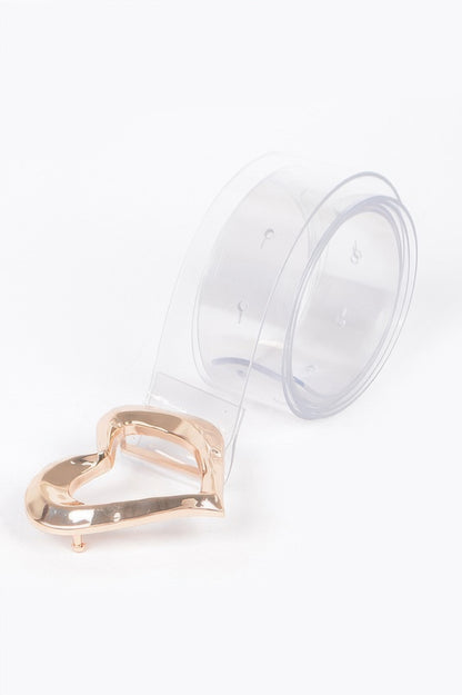 Heart Shape Metal Buckle Plus Size Clear Belt - Tigbul's Variety Fashion Shop
