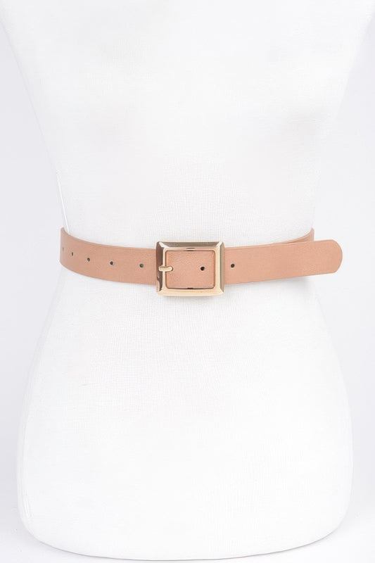 Simple Square Buckle Faux Leather Belt - Tigbul's Variety Fashion Shop