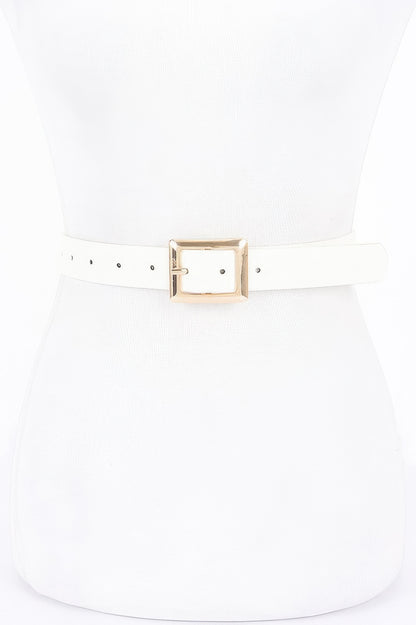 Simple Square Buckle Faux Leather Belt - Tigbul's Variety Fashion Shop
