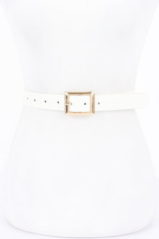 Simple Square Buckle Faux Leather Belt - Tigbul's Variety Fashion Shop