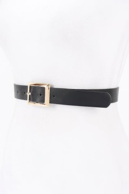 Simple Square Buckle Faux Leather Belt - Tigbul's Variety Fashion Shop
