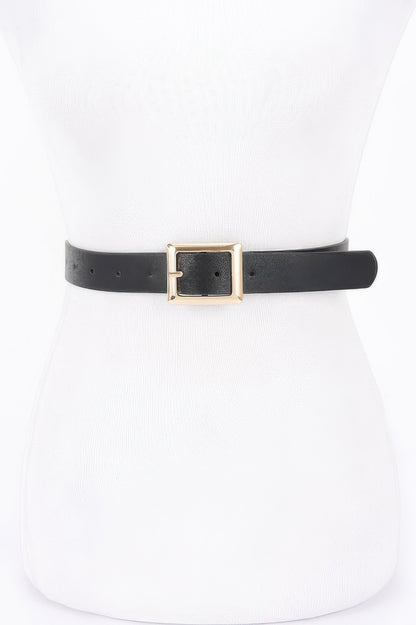 Simple Square Buckle Faux Leather Belt - Tigbul's Variety Fashion Shop
