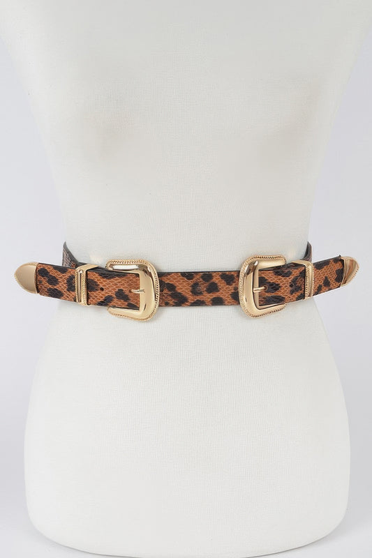 Leopard Three Pieces Metal Buckle Belt - Tigbul's Variety Fashion Shop