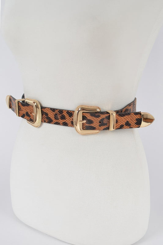 Leopard Three Pieces Metal Buckle Belt - Tigbul's Variety Fashion Shop