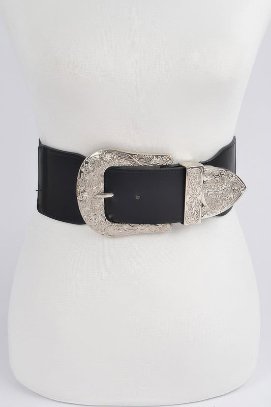 Wide Multi Metal Elastic Belt - Tigbul's Variety Fashion Shop