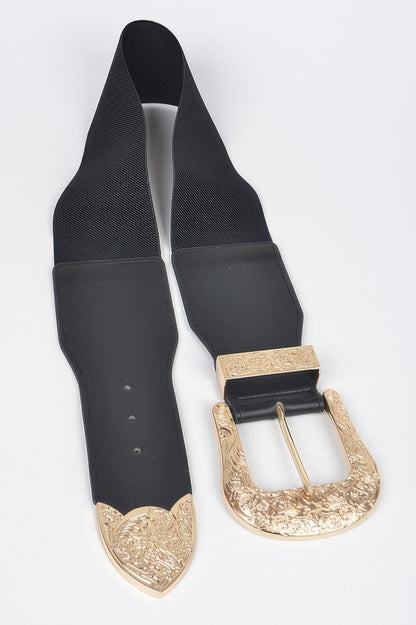 Wide Multi Metal Elastic Belt - Tigbul's Variety Fashion Shop