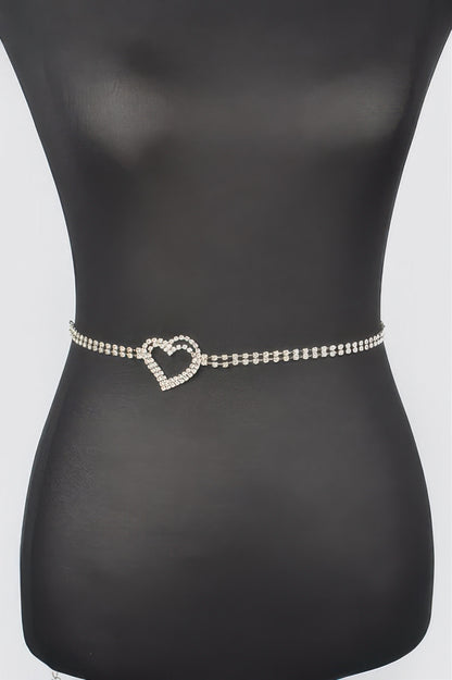 Rhinestone Heart Chain Belt - Tigbul's Variety Fashion Shop