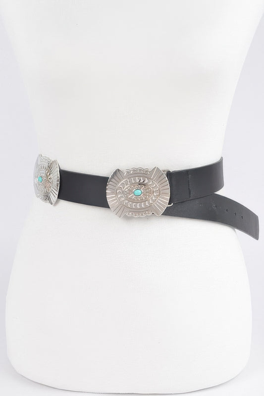 Western Style Belt With Turquoise - Tigbul's Variety Fashion Shop