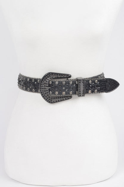 Rhinestone Metal Studded Multi Metal Belt - Tigbul's Variety Fashion Shop