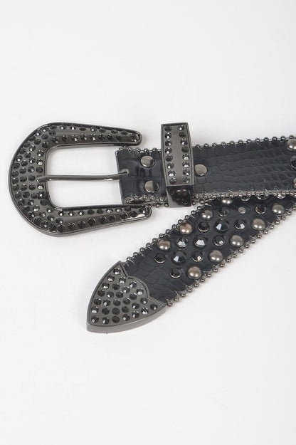 Rhinestone Metal Studded Multi Metal Belt - Tigbul's Variety Fashion Shop