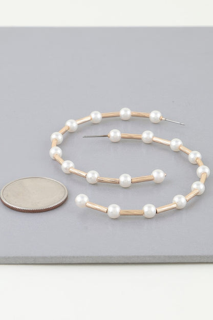 Twisted Pearl Open Hoop Earrings - Tigbul's Variety Fashion Shop