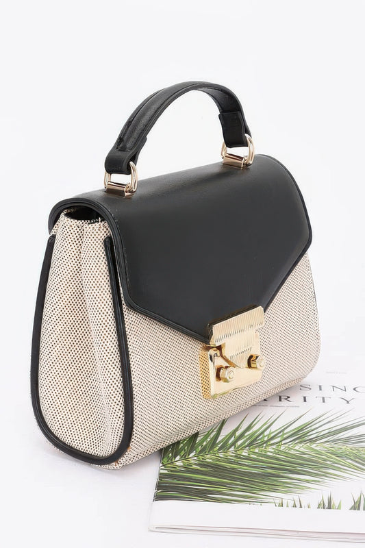 Canvas Top Handle Flap Bag - Tigbul's Variety Fashion Shop