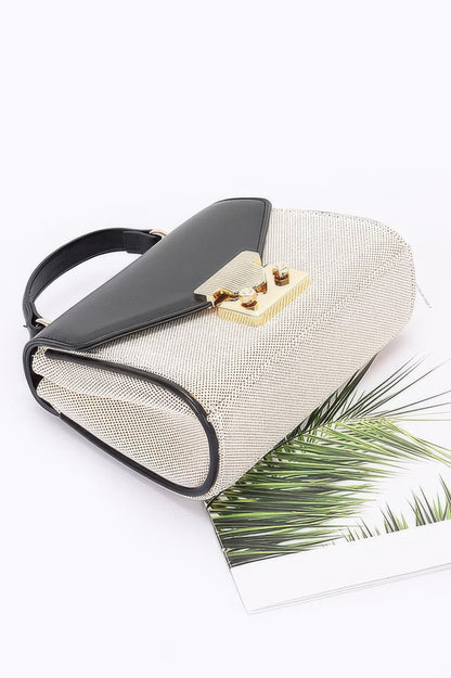 Canvas Top Handle Flap Bag - Tigbul's Variety Fashion Shop