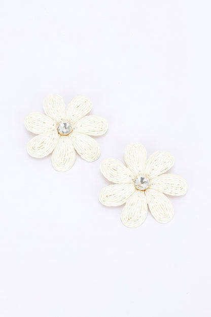 Paper Flower Rhinestone Earring - Tigbul's Variety Fashion Shop