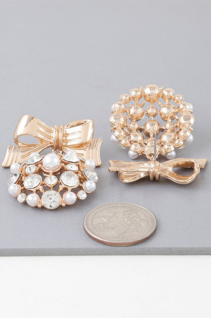 Bejeweled Ribbon Ornament Earrings - Tigbul's Variety Fashion Shop
