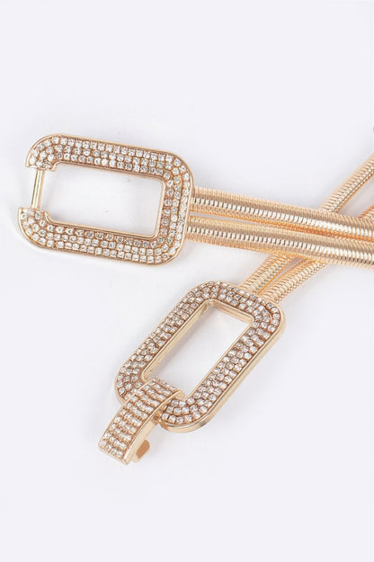 Rhinestone Metal Stretch Belt - Tigbul's Variety Fashion Shop