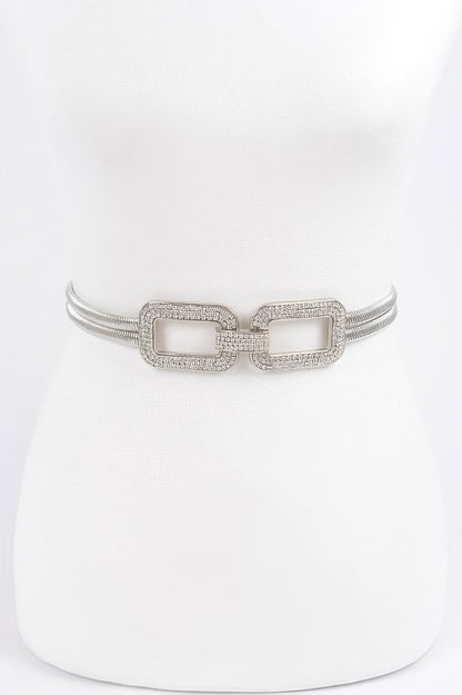 Rhinestone Metal Stretch Belt - Tigbul's Variety Fashion Shop