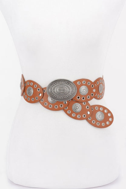 Faux Leather Oval Shape Vintage Belt - Tigbul's Variety Fashion Shop