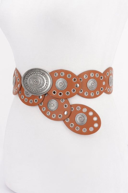 Faux Leather Oval Shape Vintage Belt - Tigbul's Variety Fashion Shop