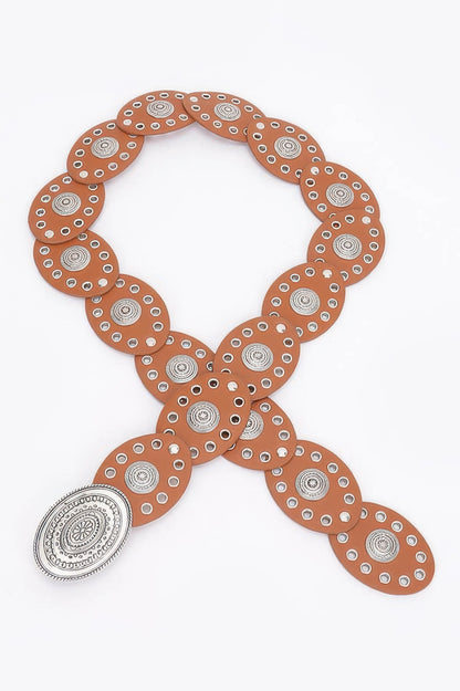 Faux Leather Oval Shape Vintage Belt - Tigbul's Variety Fashion Shop