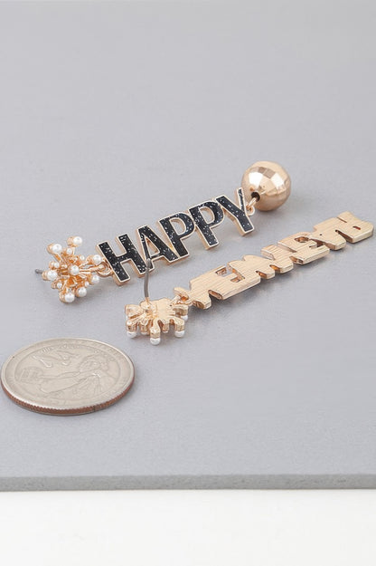 Happy New Year Drop Earrings - Tigbul's Variety Fashion Shop