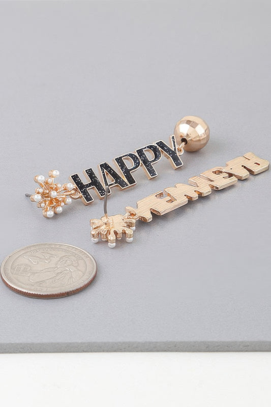 Happy New Year Drop Earrings - Tigbul's Variety Fashion Shop