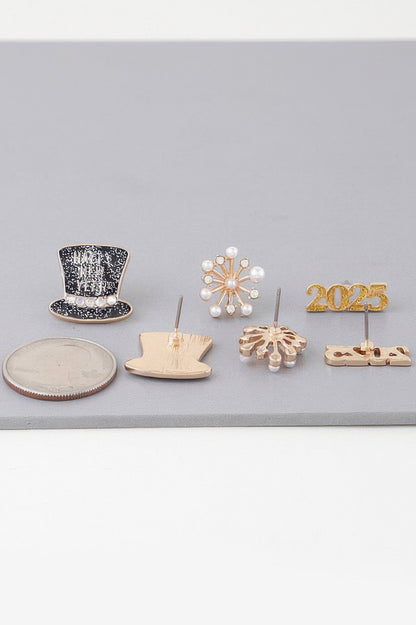 Multi 2025 New Year Earrings Set - Tigbul's Variety Fashion Shop
