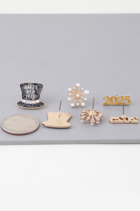 Multi 2025 New Year Earrings Set - Tigbul's Variety Fashion Shop
