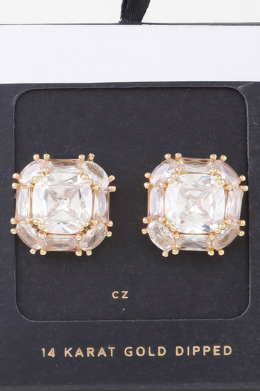 Double Cubic Rhinestone Stud Earrings - Tigbul's Variety Fashion Shop