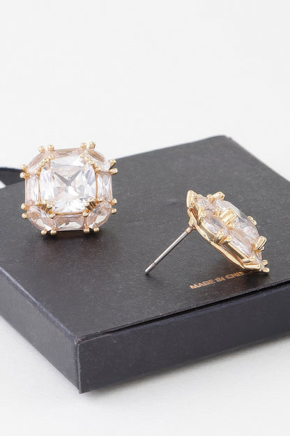 Double Cubic Rhinestone Stud Earrings - Tigbul's Variety Fashion Shop